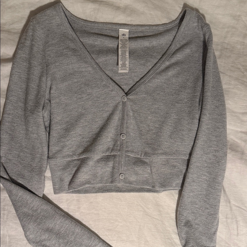 ALO Yoga Light Gray Button-Down Top